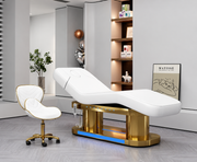 Modern Electric Salon furniture pu leather facial beauty Spa Treatment massage table electric lash bed curved with gold base - coolbabymalls